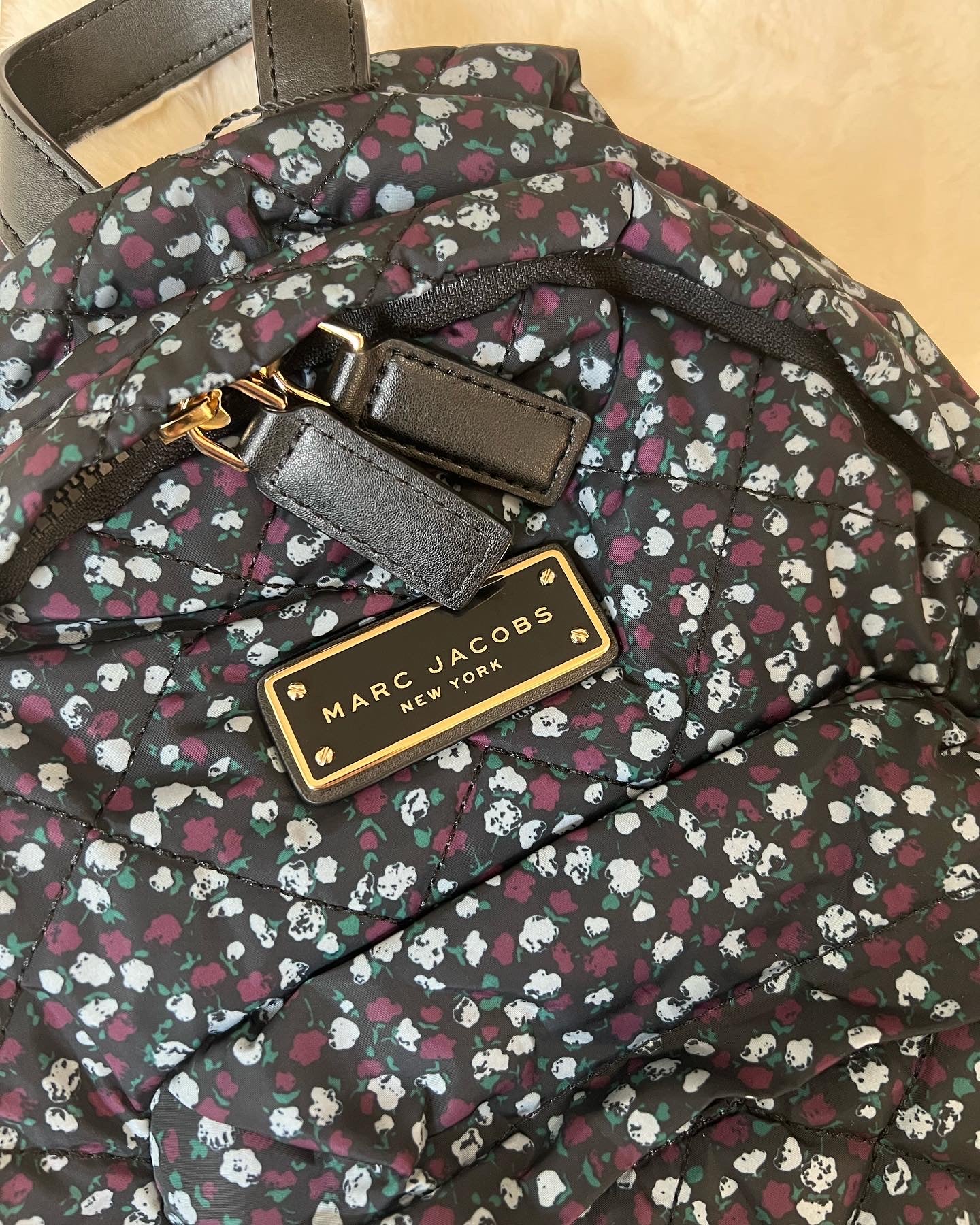 MARC JACOBS Floral Print Mini Backpack Quilted Nylon store Blue Mirage Multi Navy NWT