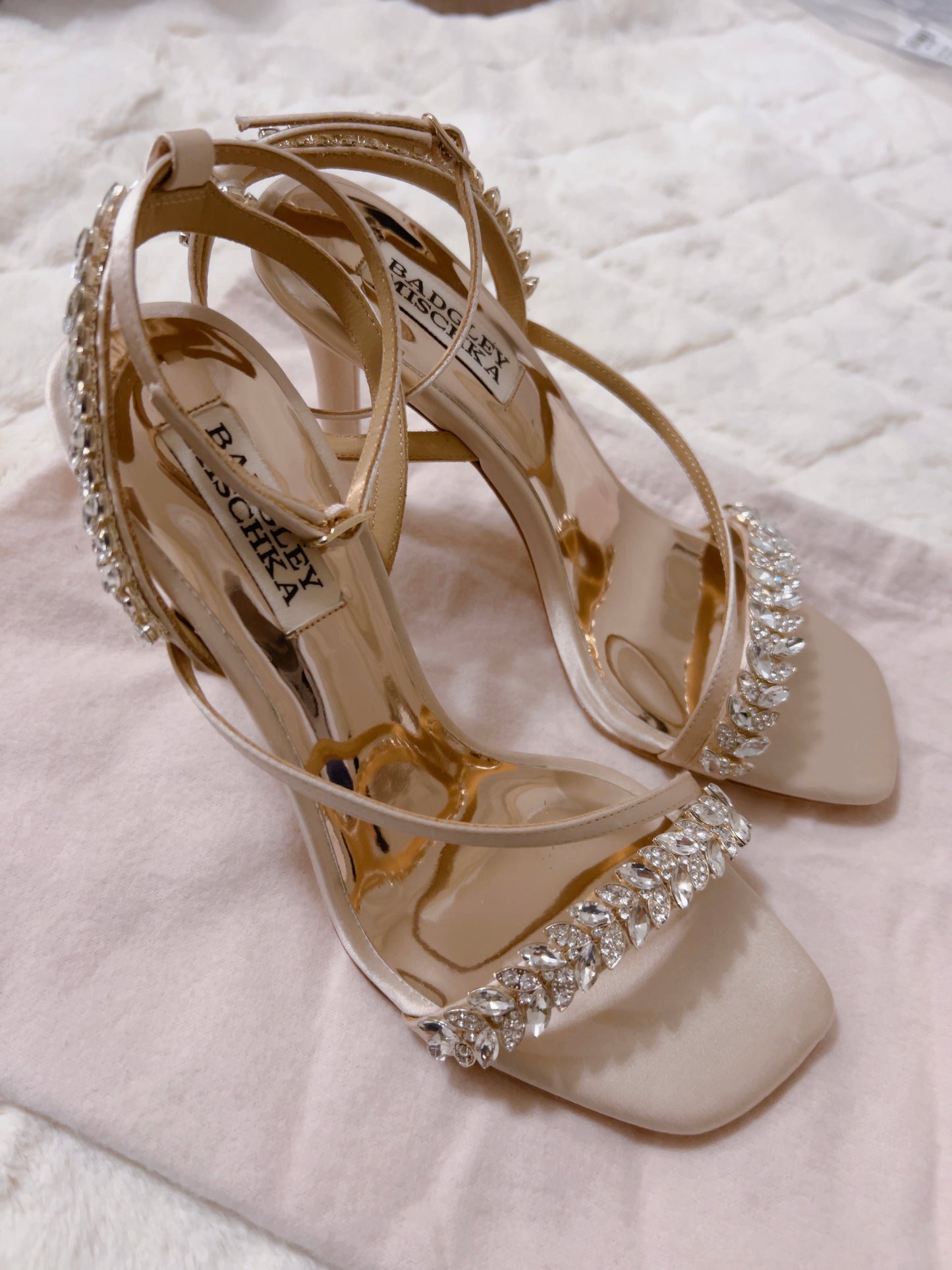 Badgley Mischka Kerry Navette Crystal Strappy Stiletto, No Box, Size 6.5